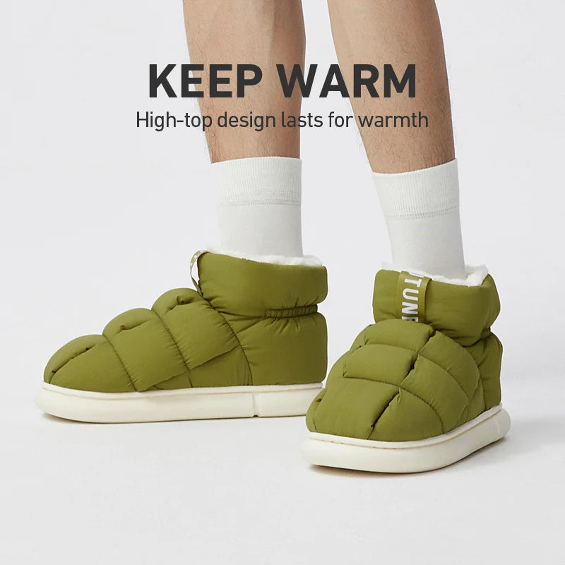 Fleece-Lined Waterproof Puffer Slippers