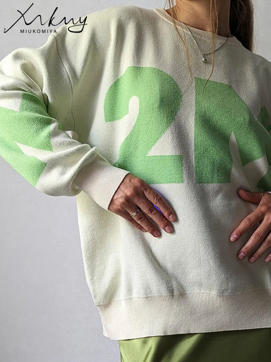 Women Oversize Letter Sweater